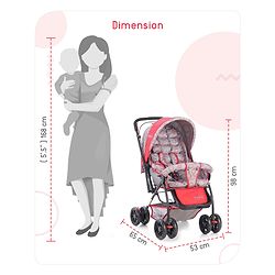 Babyhug Cosy Cosmo Stroller With Reversible Handle & Back Pocket - Bright Red
