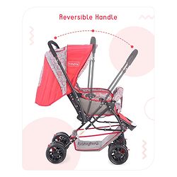 Babyhug Cosy Cosmo Stroller With Reversible Handle & Back Pocket - Bright Red
