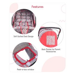 Babyhug Cosy Cosmo Stroller With Reversible Handle & Back Pocket - Bright Red