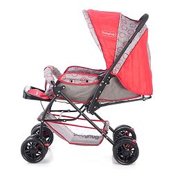 Babyhug Cosy Cosmo Stroller With Reversible Handle & Back Pocket - Bright Red