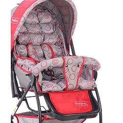 Babyhug Cosy Cosmo Stroller With Reversible Handle & Back Pocket - Bright Red