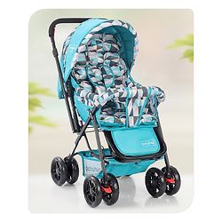 Babyhug Cocoon Stroller With Mosquito Net & Reversible Handle - Sea Green