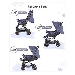 Babyhug Cocoon Stroller With Mosquito Net & Reversible Handle - Blue
