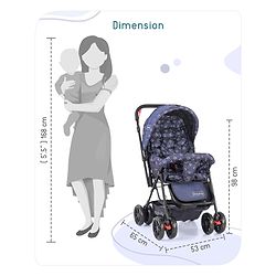 Babyhug Cocoon Stroller With Mosquito Net & Reversible Handle - Blue