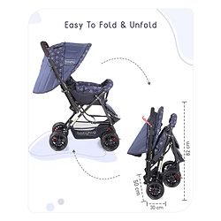 Babyhug Cocoon Stroller With Mosquito Net & Reversible Handle - Blue