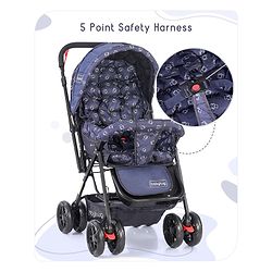 Babyhug Cocoon Stroller With Mosquito Net & Reversible Handle - Blue