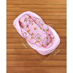 Babyhug Cotton Bedding Set With Center Zip Mosquito Net Transport In Star Print- Pink