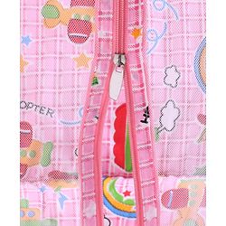 Babyhug Cotton Bedding Set With Center Zip Mosquito Net Transport In Star Print- Pink