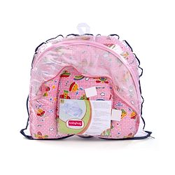 Babyhug Cotton Bedding Set With Center Zip Mosquito Net Transport In Star Print- Pink
