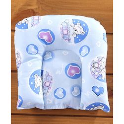 Babyhug Cotton Bedding Set with Center Zip Mosquito Net Heart Print- Blue