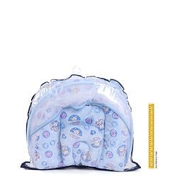 Babyhug Cotton Bedding Set with Center Zip Mosquito Net Heart Print- Blue