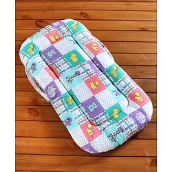 Babyhug Cotton Blend Bedding Set With Mosquito Net Animals In Checks Print - Purple