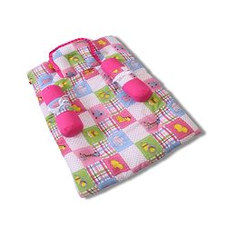 Babyhug Cotton Blend Baby Bedding Set With Animals In Checks Print-Pink