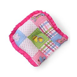 Babyhug Cotton Blend Baby Bedding Set With Animals In Checks Print-Pink