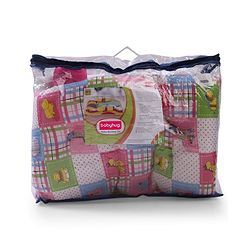 Babyhug Cotton Blend Baby Bedding Set With Animals In Checks Print-Pink
