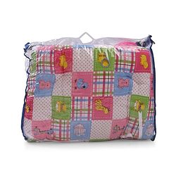 Babyhug Cotton Blend Baby Bedding Set With Animals In Checks Print-Pink