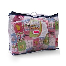 Babyhug Cotton Blend Baby Bedding Set With Animals In Checks Print-Pink