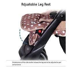 Babyhug Twinster Easy Foldable Twin Stroller with Adjustable Legrest - Coffee Brown