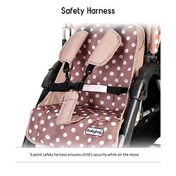 Babyhug Twinster Easy Foldable Twin Stroller with Adjustable Legrest - Coffee Brown