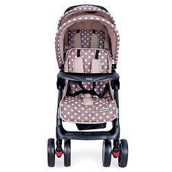 Babyhug Twinster Easy Foldable Twin Stroller with Adjustable Legrest - Coffee Brown