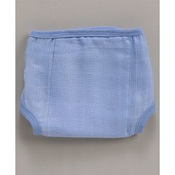 Babyhug Muslin Cotton Reusable Cloth Nappies With Velcro Small Set Of 5 - Blue
