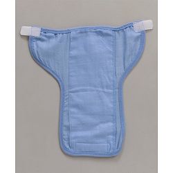Babyhug Muslin Cotton Reusable Cloth Nappies With Velcro Small Set Of 5 - Blue