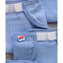 Babyhug Muslin Cotton Reusable Cloth Nappies With Velcro Small Set Of 5 - Blue