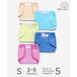 Babyhug Muslin Cloth Nappy Set of 5 Small - Solid Assorted Color