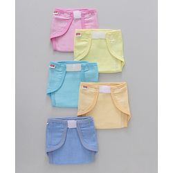 Babyhug Muslin Cloth Nappy Set of 5 Small - Solid Assorted Color
