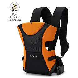 Babyhug Kangaroo Pouch 3 Way Baby Carrier Flexible Head Support - Orange & Black