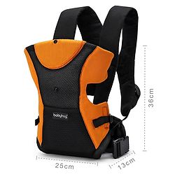 Babyhug Kangaroo Pouch 3 Way Baby Carrier Flexible Head Support - Orange & Black