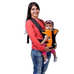 Babyhug Kangaroo Pouch 3 Way Baby Carrier Flexible Head Support - Orange & Black