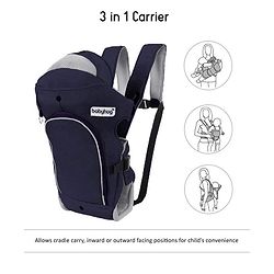 Babyhug Comfort Nest 3 Way Baby Carrier With Adjustable Infant Head Support - Navy