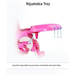Babyhug Easy Diner High Chair With 5 Adjustable Heights & 3 Level Seat Recline - Pink