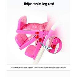 Babyhug Easy Diner High Chair With 5 Adjustable Heights & 3 Level Seat Recline - Pink
