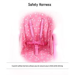 Babyhug Easy Diner High Chair With 5 Adjustable Heights & 3 Level Seat Recline - Pink