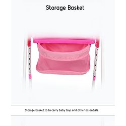 Babyhug Easy Diner High Chair With 5 Adjustable Heights & 3 Level Seat Recline - Pink