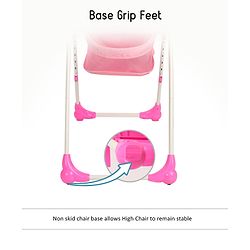 Babyhug Easy Diner High Chair With 5 Adjustable Heights & 3 Level Seat Recline - Pink
