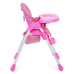 Babyhug Easy Diner High Chair With 5 Adjustable Heights & 3 Level Seat Recline - Pink