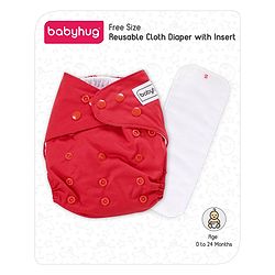 Babyhug Free Size Reusable Cloth Nappies With Insert - Red