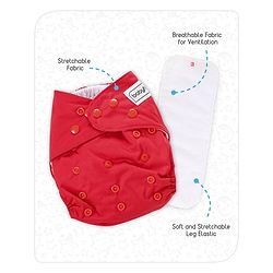 Babyhug Free Size Reusable Cloth Nappies With Insert - Red