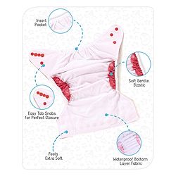 Babyhug Free Size Reusable Cloth Nappies With Insert - Red