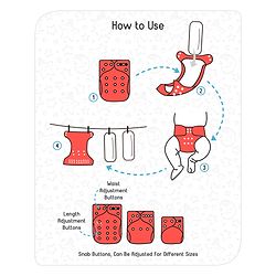 Babyhug Free Size Reusable Cloth Nappies With Insert - Red