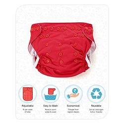 Babyhug Free Size Reusable Cloth Nappies With Insert - Red