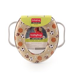 Babyhug Potty Seat With Handle Football Print - Light Brown