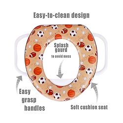 Babyhug Potty Seat With Handle Football Print - Light Brown