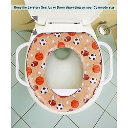 Babyhug Potty Seat With Handle Football Print - Light Brown