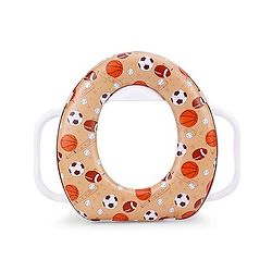 Babyhug Potty Seat With Handle Football Print - Light Brown