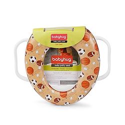 Babyhug Potty Seat With Handle Football Print - Light Brown