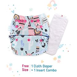 Babyhug Free Size Reusable Cloth Nappies With Insert Desert Animal Print - Blue